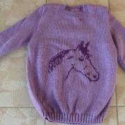pull 12 ans cheval mauve